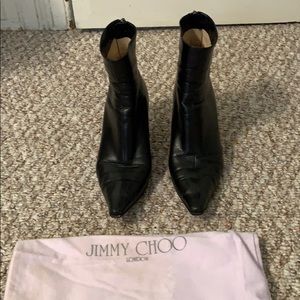 Black pointed toe Jimmy Choo booties
